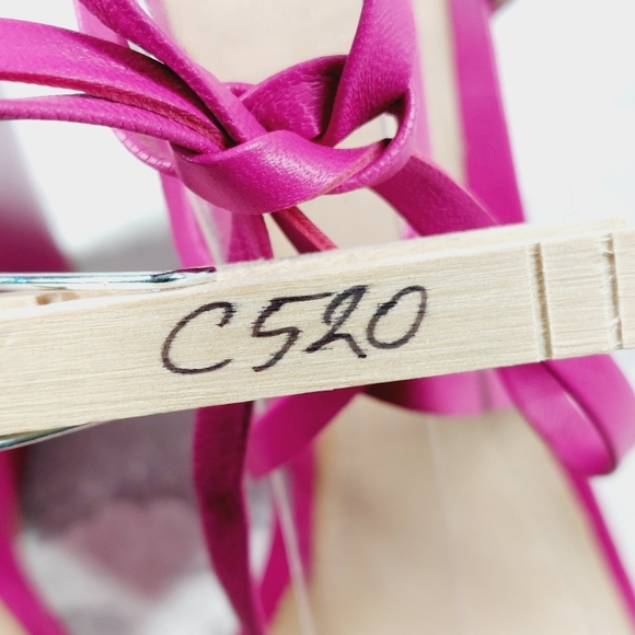 New SCHUTZ Women's Deonne Leather Strappy Hot Pink Wedges C520 - Picture 15 of 15